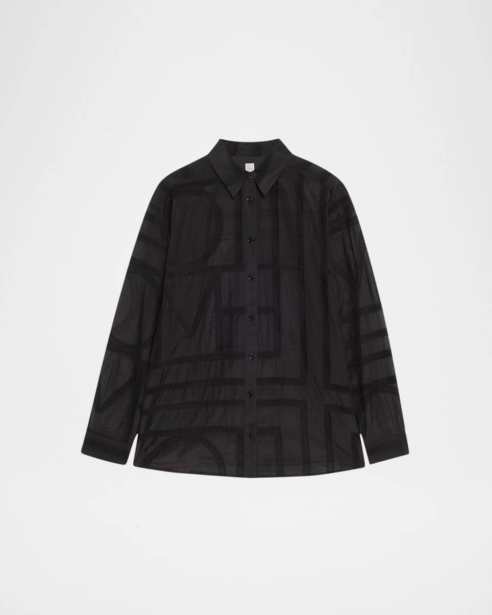 Monogram Crochet Embroidered Classic Shirt